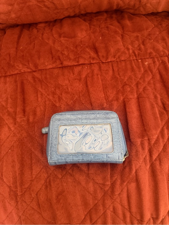 Dimo gear Handbags - Croc-Texture Light Blue Compact Wallet with Clear ID Window